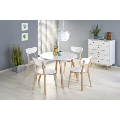 SLIDING TABLE RUBEN, TABLE TOP - WHITE, LEGS - HONEY OAK